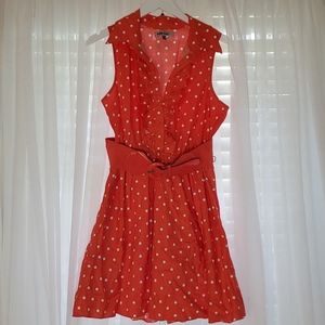Retro Polka Dot Orange and White Collared Mini